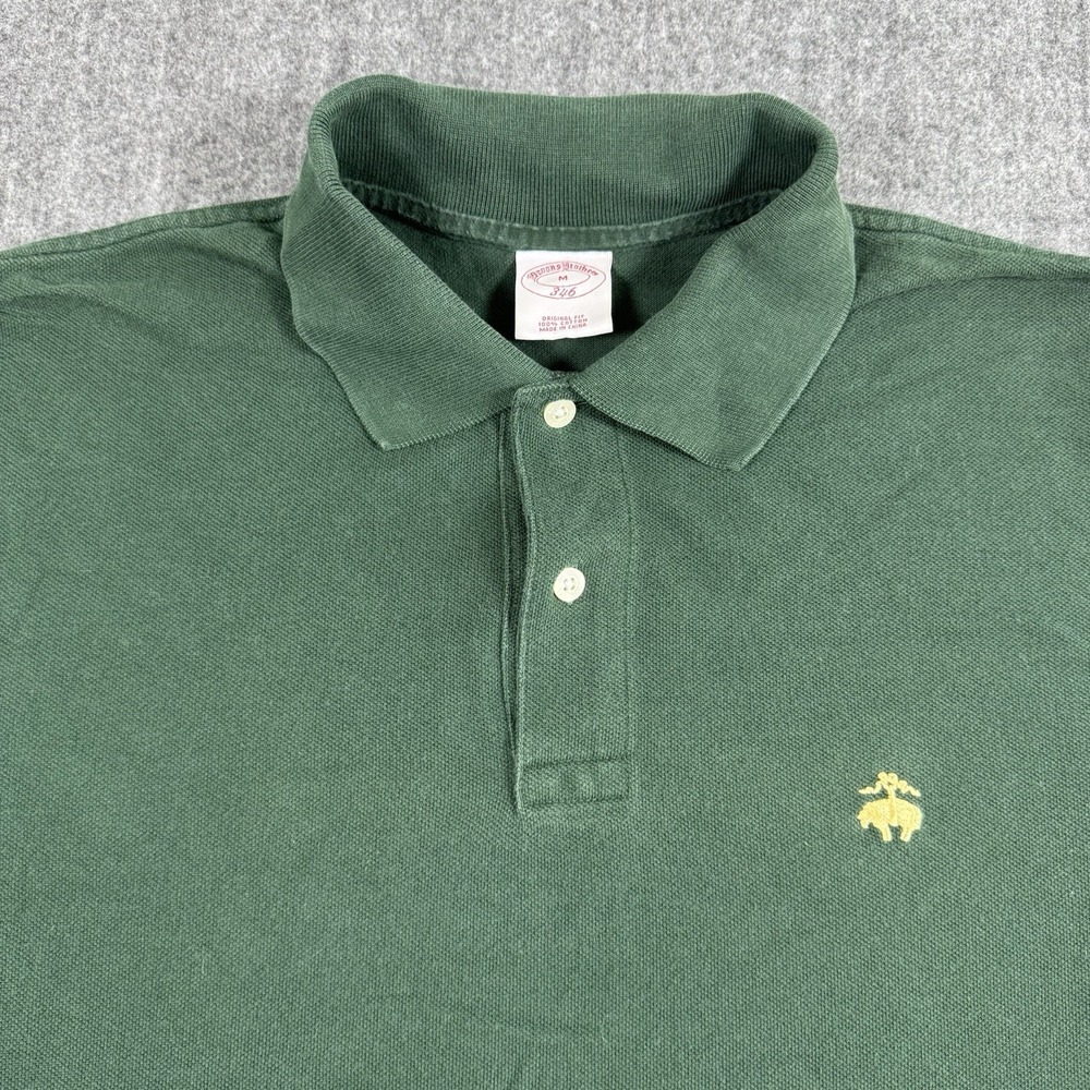 Brooks Brothers Men's M Original Fit Green Cotton Polo Shirt Golden Fleece